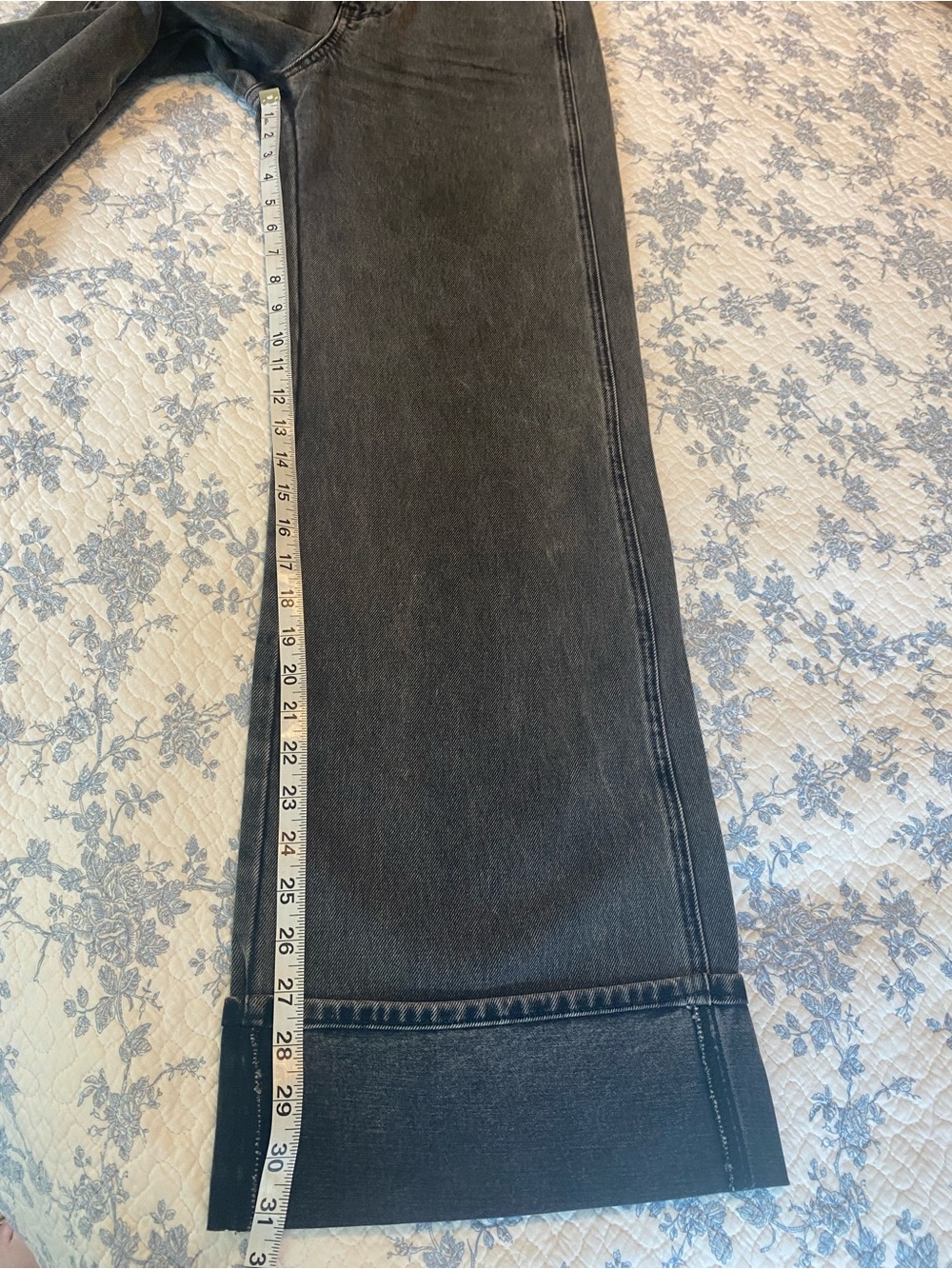 Veronica Beard Taylor High Rise Wide Leg Jeans Stone Washed Onyx Cuffed 27 - Picture 8 of 11